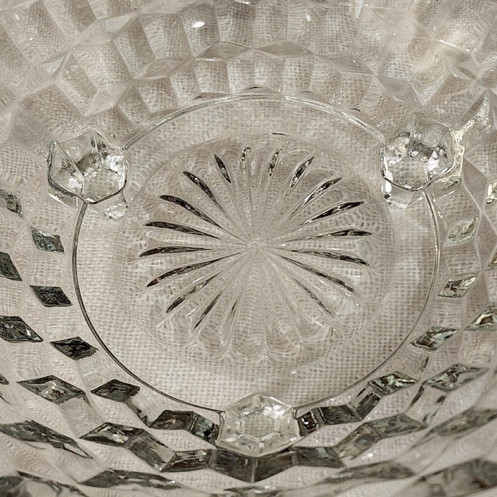 Colony Whitehall Clear Footed Bowl 10" cube cubist glass midcentury vintage - Picture 8 of 13